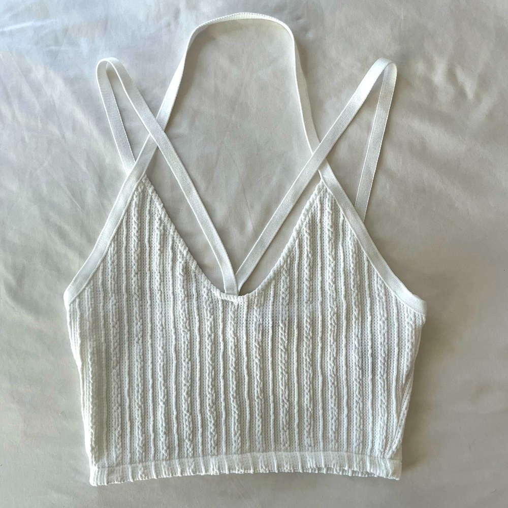 New! Zara Halter-Strap White Cropped Top Size Medium